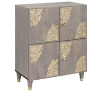 vidaXL Credenza Grigio e Oro 60 x 33 x 75 cm Legno massello di mango