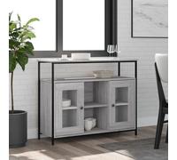 AX Credenza Mobiletto Armadietto 100x35x80cm Portaoggetti Grigio Sonoma + 835507