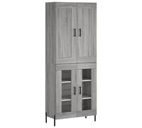 vidaXL Credenza Grigio Sonoma 69,5x34x180 cm in Legno Multistrato, credenza in legno, credenza alta, armadietto, credenza portaoggetti