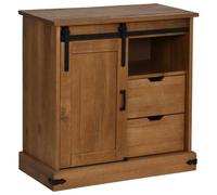 vidaXL Credenza Halden con Anta Scorrevole 80x40x80 cm Legno Massello, Mobile Contenitore, Armadio credenza, Armadio corridoio, Armadio Buffet