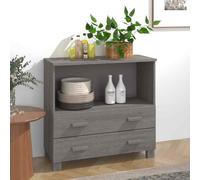 vidaXL Credenza HAMAR Grigio Chiaro 85x35x80 cm Legno Massello di Pino