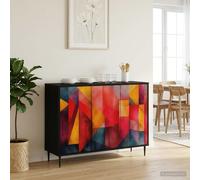 vidaXL Credenza HEESCH Rovere Nero 102 x 33 x 76 cm, Mobile per soggiorno e sala da pranzo, sideboard rettangolare, arredamento moderno, soluzione ampia per casa
