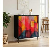 vidaXL Credenza HEESCH Rovere Nero 69 x 33 x 76 cm, Mobile laterale rettangolare moderno, soluzione di stoccaggio elegante per soggiorno e sala da pranzo