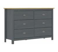 vidaXL Credenza Hill Grigia 125x40x80 cm in Legno Massello di Pino