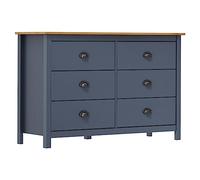 vidaXL Credenza Hill Grigia 125x40x80 cm in Legno Massello di Pino