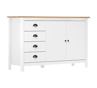 vidaXL Credenza Hill Bianca 130x40x80 cm in Legno Massello di Pino