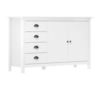 vidaXL Credenza Hill Madia Mobile Armadietto Armadio Mobiletto Alto Portaoggetti Cassa Cassapanca Mobili Bianca 130x40x80 cm in Legno di Pino