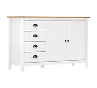 vidaXL Credenza Hill Bianca 130x40x80 cm in Legno Massello di Pino