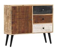 vidaXL Credenza in legno massello di mango con 3 cassetti e 1 anta in legno massiccio, ampio spazio, armadietto laterale per soggiorno, arredamento per la casa