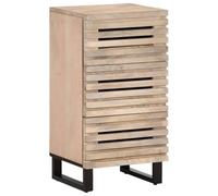 vidaXL Credenza in legno massello di mango e acciaio, stile industriale, 3 cassetti, 40 x 34 x 75 cm, colore bianco, per soggiorno/camera da letto
