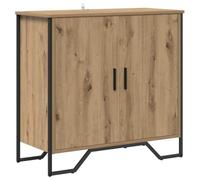 vidaXL Credenza in rovere marrone di con gambe nere, finitura opaca, misure 78 x 35,5 x 74,5 cm. Ottima per lo stoccaggio, con porte a pannello flush, perfetta per interni. Facile da montare, ideale