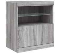 vidaXL Credenza con Luci LED Grigio Sonoma 60x37x67 cm, credenza con luci LED, credenza con Ante, Mobile da Soggiorno, credenza con LED