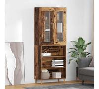 vidaXL Armadietto in legno vecchio 69,5 x 34 x 180 cm, legno e vetro, elegante armadio alto, soluzione rettangolare per soggiorno, mobile moderno con ante in vetro, mobile versatile per tavolino