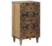 vidaXL Credenza con cassetto marrone 40 x 33,5 x 75 cm, in legno di mango massiccio, per soggiorno, eleganza moderna con mobili chic, seduta in peluche ed elementi luminosi innovativi per un'atmosfera