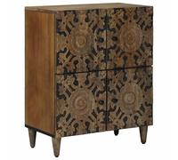 vidaXL Credenza con contenitore marrone, 60 x 33,5 x 75 cm, in legno di mango massiccio, per soggiorno, design moderno ed elegante, con mobili minimalisti e illuminazione calda, per rilassarsi e
