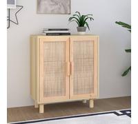 vidaXL Credenza Marrone 60x30x70cm Legno Massello Pino Rattan Naturale