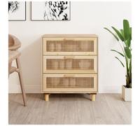 vidaXL Credenza Marrone 60x30x70cm Legno Massello Pino Rattan Naturale