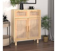 vidaXL Credenza Marrone 60x30x75cm Legno Massello Pino Rattan Naturale