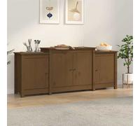 vidaXL Credenza Marrone ambra 164x37x68 cm in Legno Massello di Pino