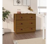 vidaXL Credenza Marrone Ambra 80x40x75 cm in Legno Massello di Pino