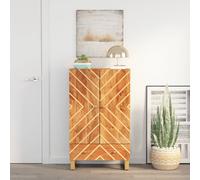 vidaXL Credenza Marrone e Nera 60x33,5x100 cm Legno Massello di Mango
