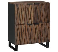 vidaXL Credenza Marrone Noce in Legno Massello di Mango, 60 x 33,5 x 75 cm, con Ante a Cerniera e Ripiani, Finitura Opaca, Solo per Interni, Struttura in Metallo Naturale, Stile Rustico