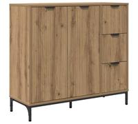 vidaXL Credenza Moderna Rettangolare in Rovere Artigianale in Legno ingegnerizzato, 89.5 x 33 x 82 cm, con livellatori Regolabili. Ha Tanto Spazio per riporre, Gambe in Acciaio Nero, Perfetta per Cuc