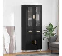 vidaXL Credenza Montaggio a parete 2 pcs Rovere Nero Legno multistrato