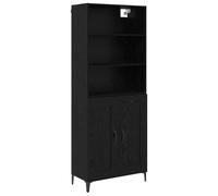 vidaXL Credenza Montaggio a Parete 2 PCS Rovere Nero Legno Multistrato, Mobile Laterale Rettangolare, Storage per Soggiorno, salvaspazio, arredo Elegante per casa, unità con Porta a Filo