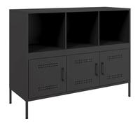 vidaXL Credenza Nera 100,5x39x79 cm in Acciaio Laminato a Freddo, credenza con anta, mobile da soggiorno, mobile portaoggetti, credenza da cucina
