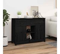 vidaXL Credenza Nera 100x35x74,5 cm in Legno Massello di Pino