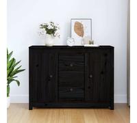vidaXL Credenza Nera 100x35x74 cm in Legno Massello di Pino