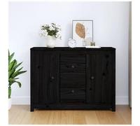 AX Credenza Nero Legno Massello Pino Rustico Minimalista 100x35x74cm Dvd 814568