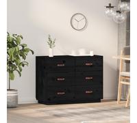 vidaXL Credenza Nera 100x40x75 cm in Legno Massello di Pino