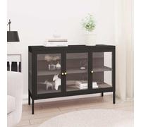 vidaXL Credenza Nera 105x35x70 cm in Acciaio e Vetro