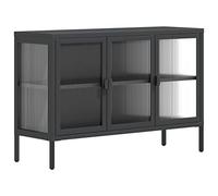 vidaXL Credenza Nera 105x35x70 cm Vetro e Acciaio