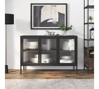 vidaXL Credenza Nera 105x35x70 cm Vetro e Acciaio