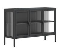 vidaXL Credenza Nera 105x35x70 cm Vetro e Acciaio