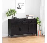 VidaXL Credenza Nera 110x35x70 cm in Legno Massello di Pino