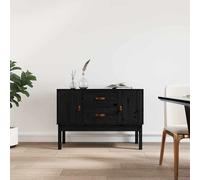 vidaXL Credenza Nera 110x40x78 cm in Legno Massello di Pino