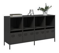 vidaXL Credenza Nera 135x39x73,5 cm in Acciaio Laminato a Freddo