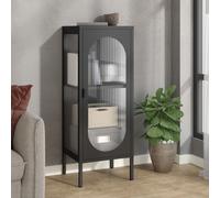 vidaXL Credenza Nera 40x35x105 cm Vetro e Acciaio