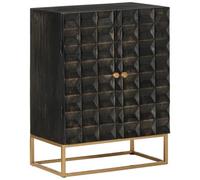 VIDAXL - Credenza Nera 55x34x75 Cm In Legno Massello Di Mango E Ferro