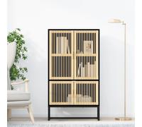 vidaXL Credenza Nera 70x35x125 cm in Legno Multistrato