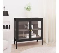 vidaXL Credenza Nera 70x35x70 cm in Acciaio e Vetro