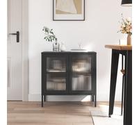 vidaXL Credenza Nera 70x35x70 cm Vetro e Acciaio
