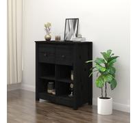 vidaXL Credenza Nera 70x35x80 cm in Legno Massello di Pino