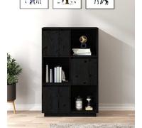 vidaXL Credenza Nera 74x35x117 cm in Legno Massello di Pino