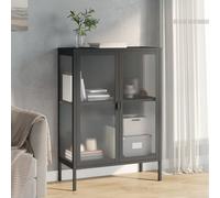 vidaXL Credenza Nera 75x35x105 cm Vetro e Acciaio