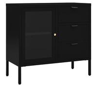VIDAXL - Credenza Nera 75x35x70 Cm In Acciaio E Vetro Temperato